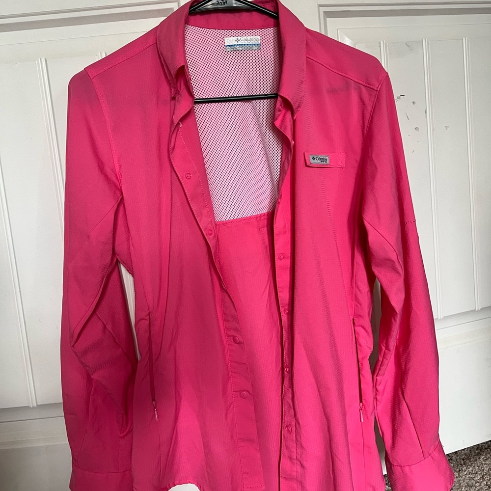 Womens pink Columbia button up